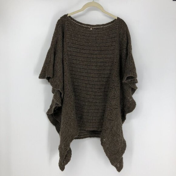 Free People Snow Nymph Loose Sweater Poncho Taupe Size XS - Picture 15 of 16